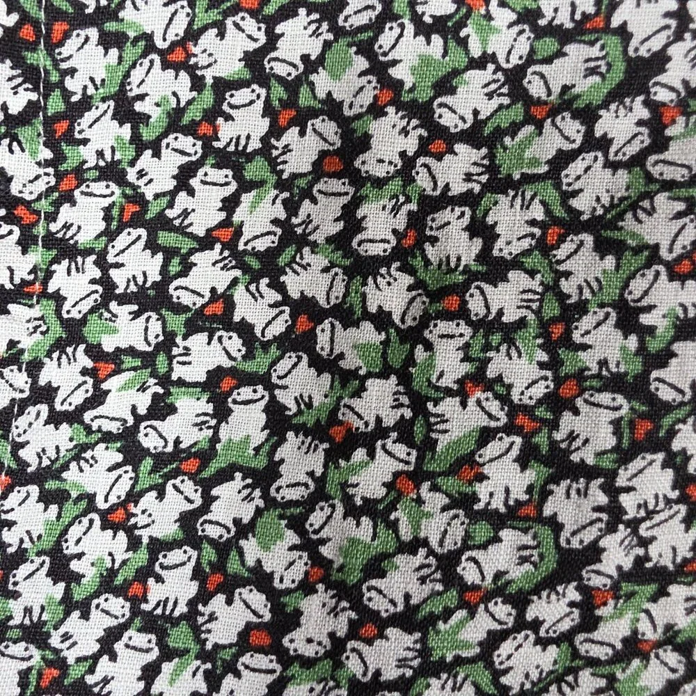 J. Crew Shirt Mens Large Dark Floral Frog All Over Print 100% Linen Classic Fit